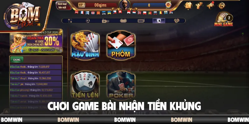 Chơi game bài nhận tiền khủng